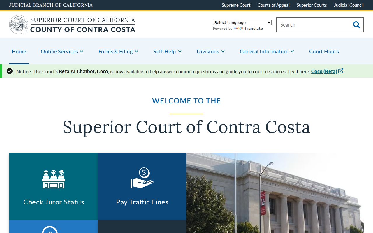 Contra Costa Superior Court portal for Martinez residents directory research