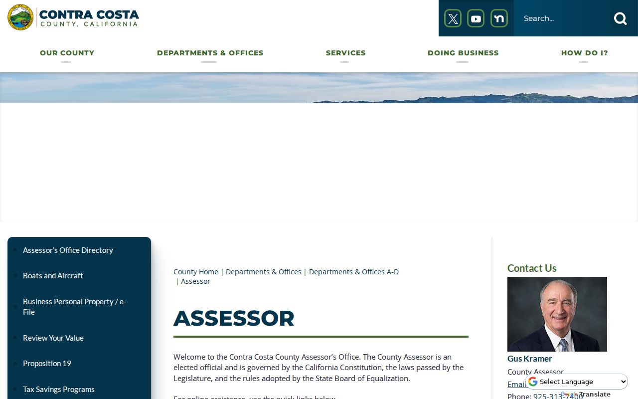 Contra Costa Assessor services for the Martinez street directory