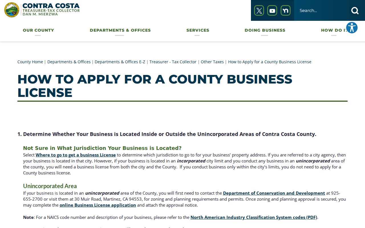 Contra Costa county business license guidance for the Martinez ZIP code directory